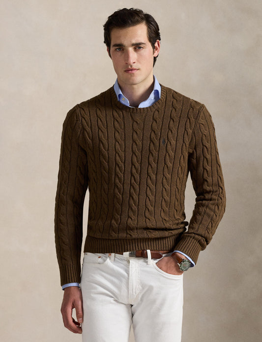 Polo Ralph Lauren - Cotton Cable Knit Crewneck Jumper - Coffee Brown