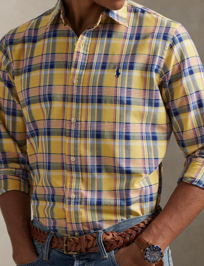 Polo Ralph Lauren -  Custom Fit Tattersall Oxford Shirt - Multi Yellow/Pink