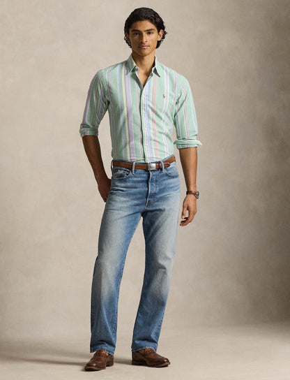 Polo Ralph Lauren - Custom Fit Striped Oxford Shirt - Striped - Multi Green/Purple