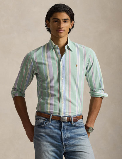 Polo Ralph Lauren - Custom Fit Striped Oxford Shirt - Striped - Multi Green/Purple