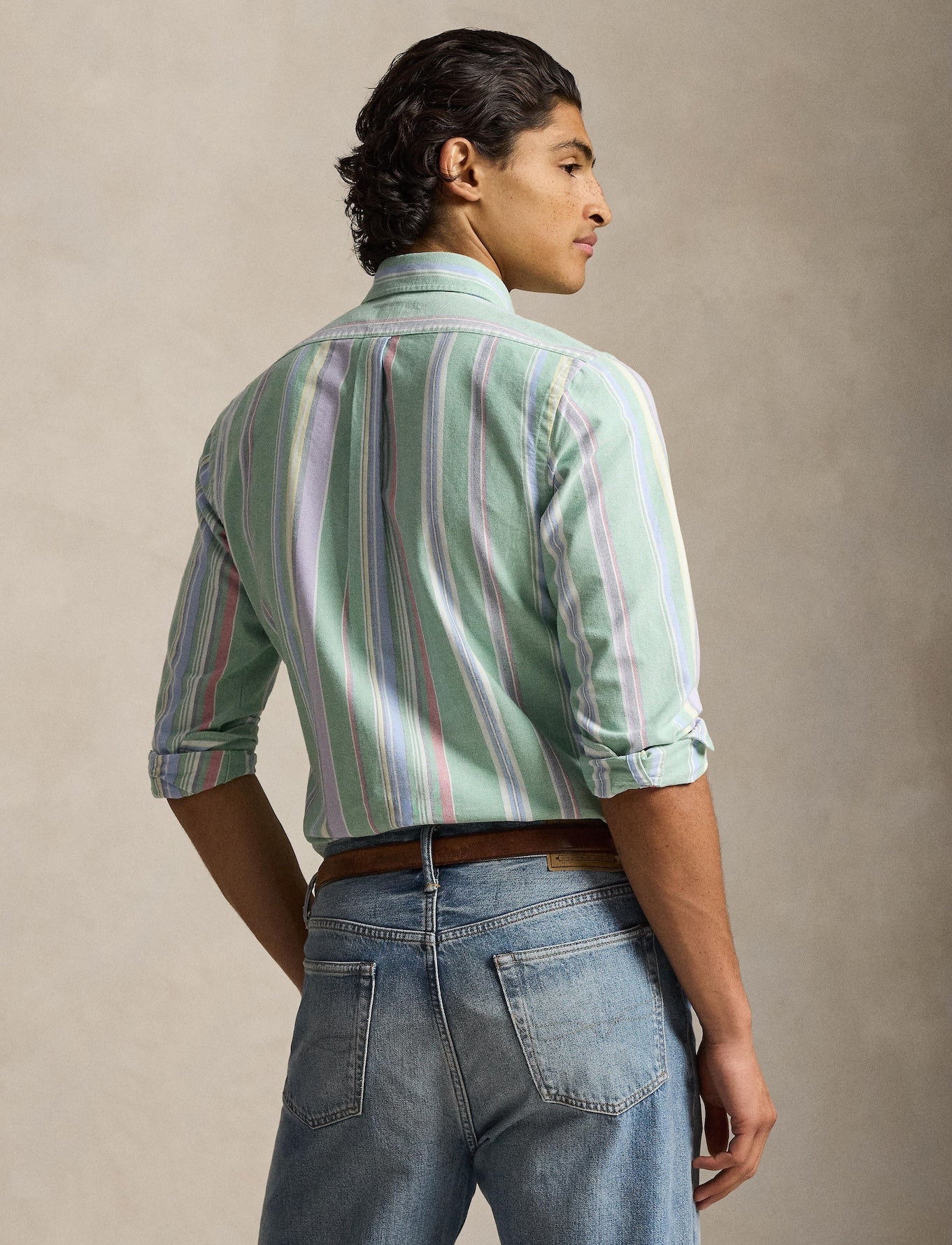 Polo Ralph Lauren - Custom Fit Striped Oxford Shirt - Striped - Multi Green/Purple