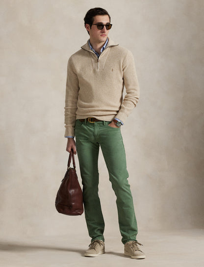 Polo Ralph Lauren - Waffle Knit Wool-Cotton Quarter Zip Sweater - Natural Cream Heather
