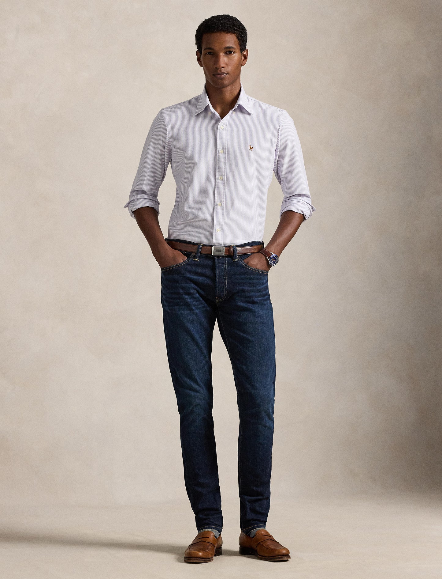 Polo Ralph Lauren - Oxford Shirt - Stripe - Thistle & White