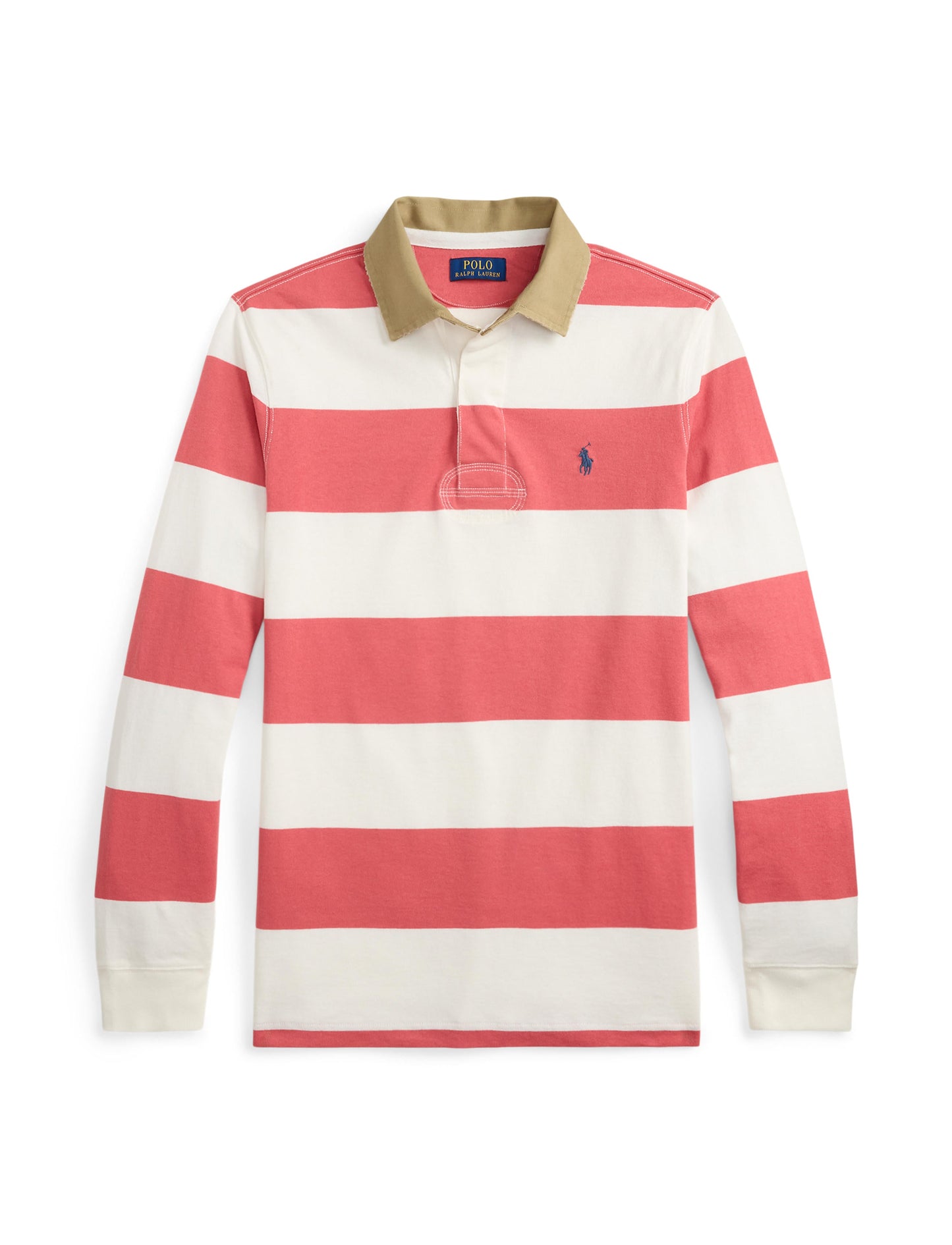 Polo Ralph Lauren - Knit Rugby Shirt - Khaki-Collar - Striped - Red/White