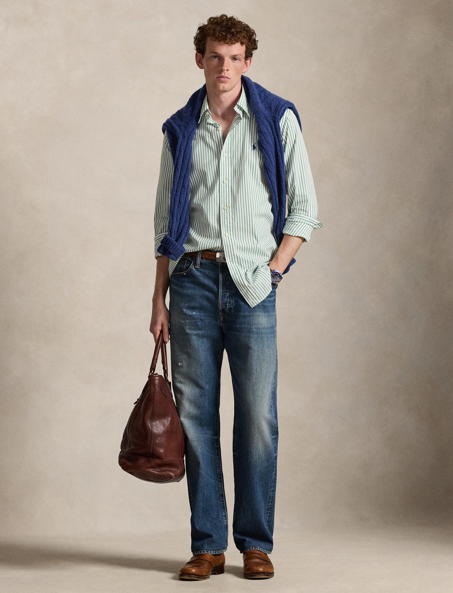 Polo Ralph Lauren - Poplin Shirt - Custom Fit - Stripe - Green/White