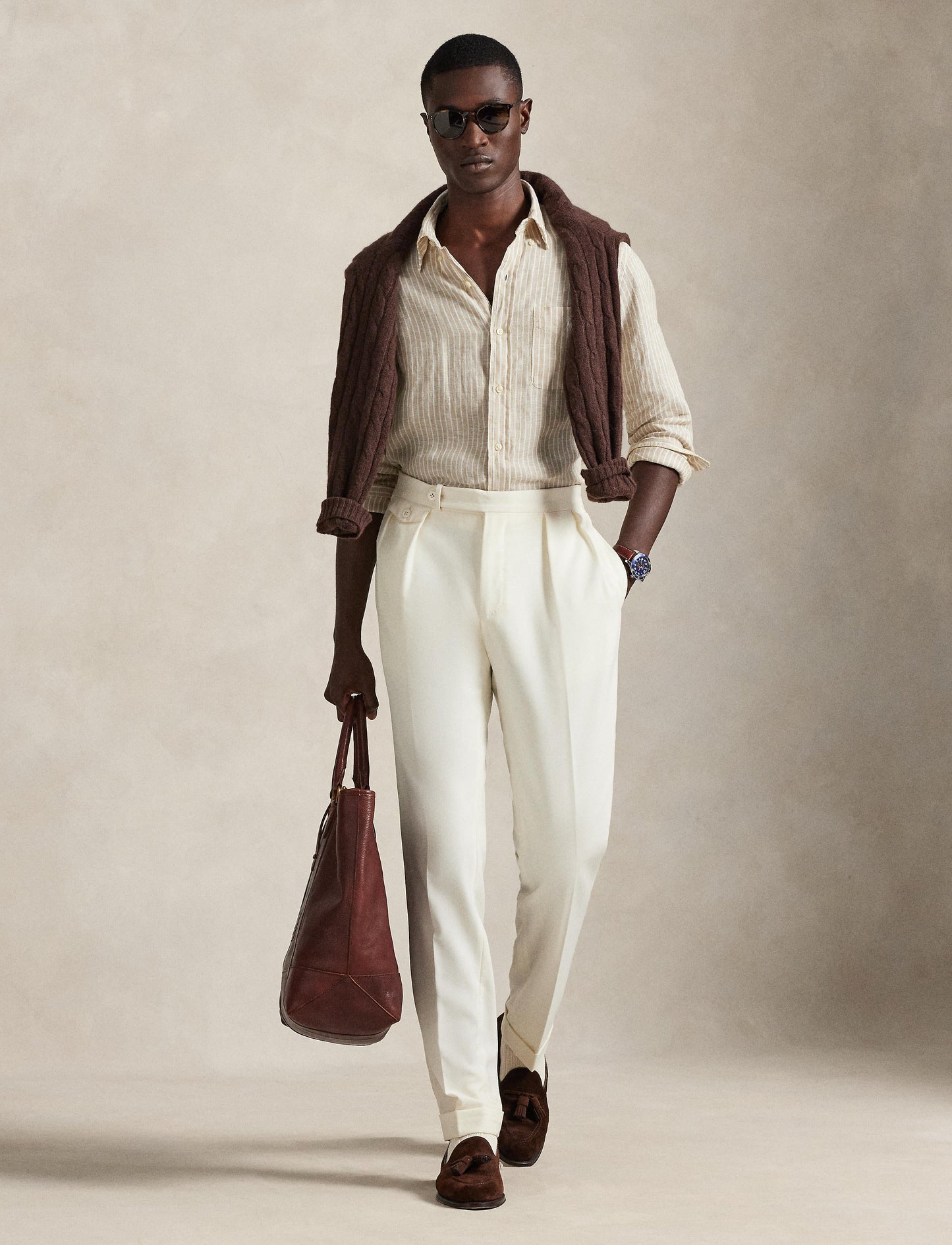 Polo Ralph Lauren - Linen Shirt - Custom Fit - Stripe - Beige/White