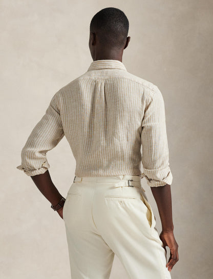 Polo Ralph Lauren - Linen Shirt - Custom Fit - Stripe - Beige/White
