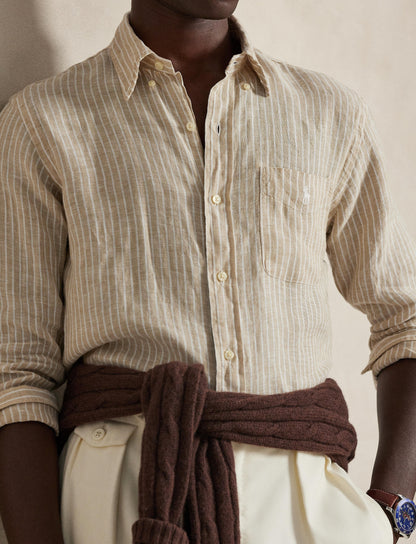 Polo Ralph Lauren - Linen Shirt - Custom Fit - Stripe - Beige/White