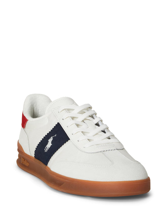 Polo Ralph Lauren - Heritage Aera Suede-Paneled Sneaker - White/Navy/Red