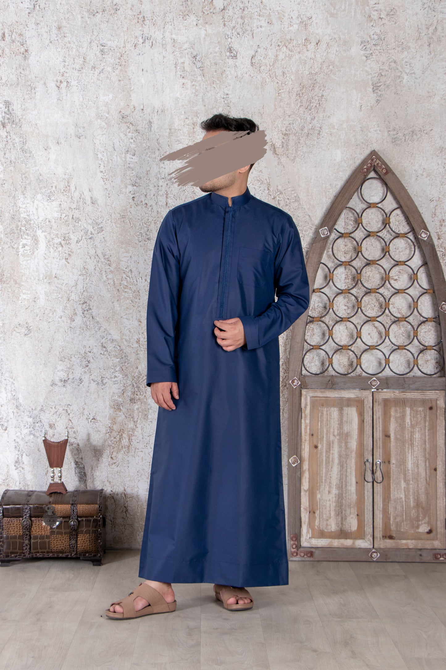 Lined Navy Blue Thobe
