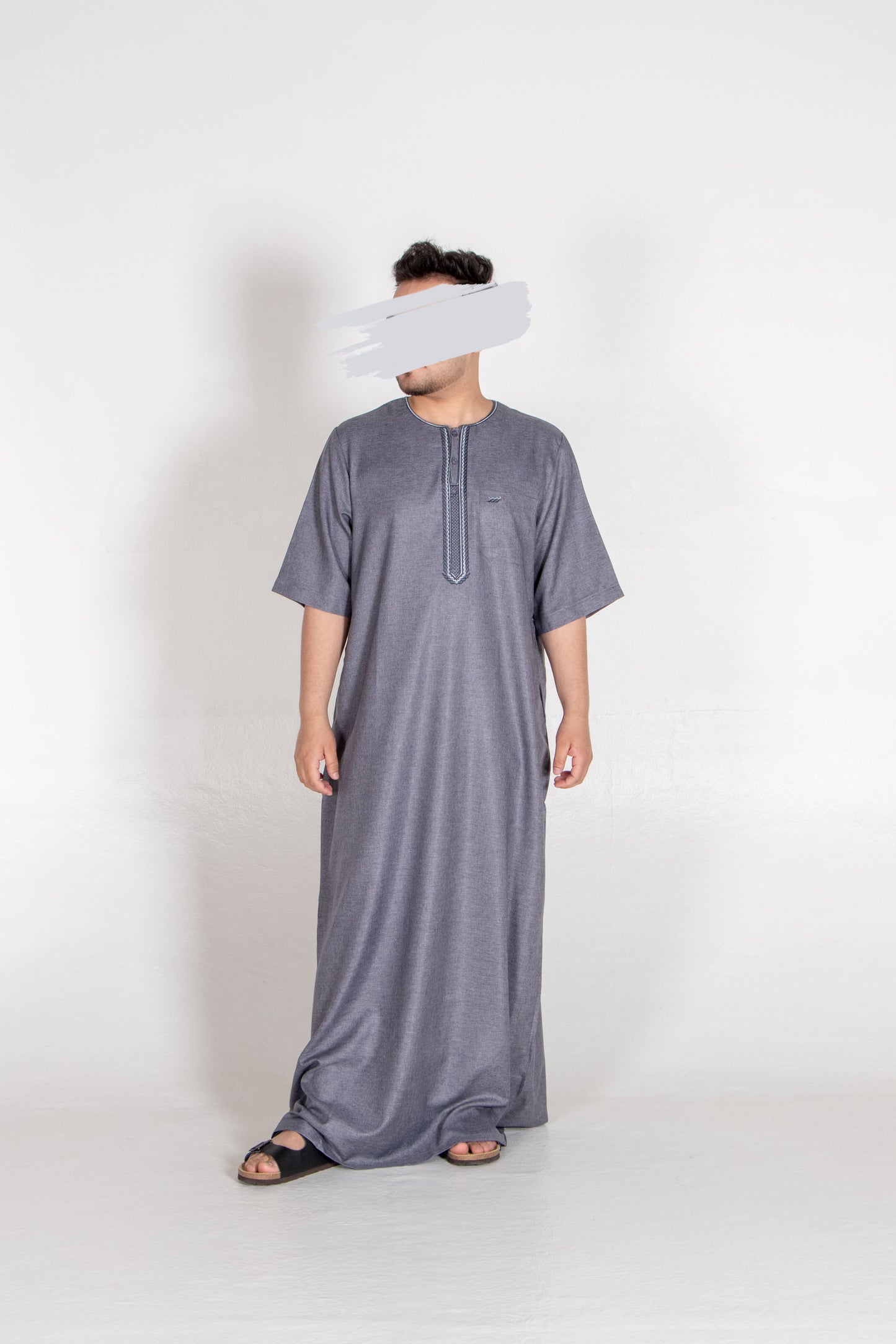 Fancy Shark Grey Moroccan Thobe