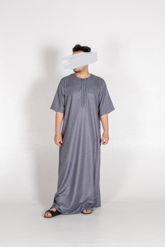 Fancy Shark Grey Moroccan Thobe