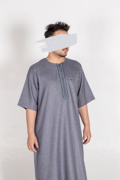 Fancy Shark Grey Moroccan Thobe