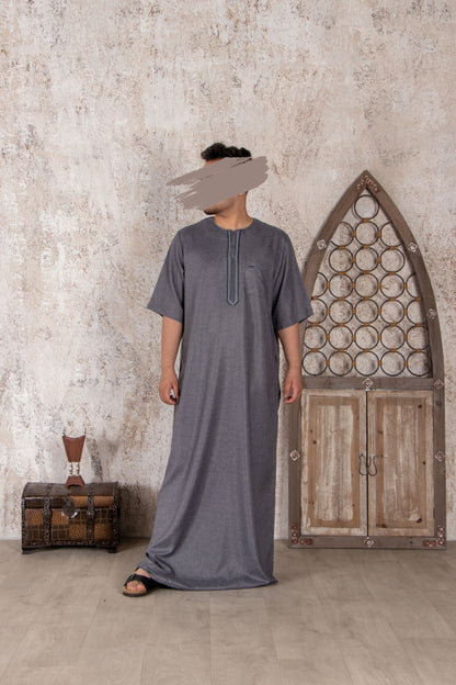 Fancy Shark Grey Moroccan Thobe