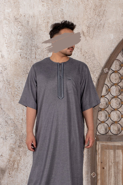 Fancy Shark Grey Moroccan Thobe