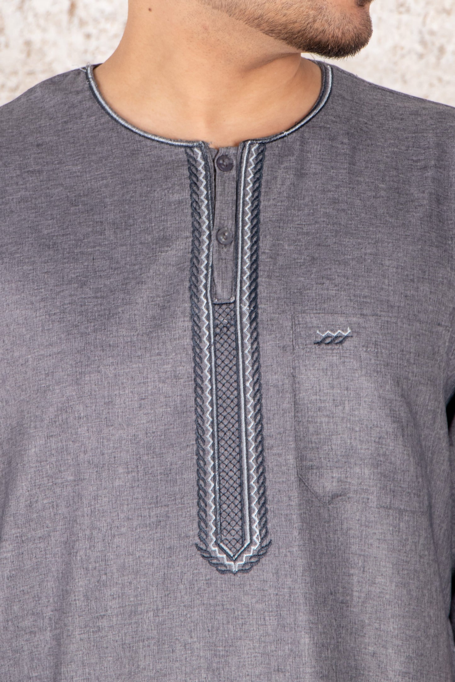 Fancy Shark Grey Moroccan Thobe
