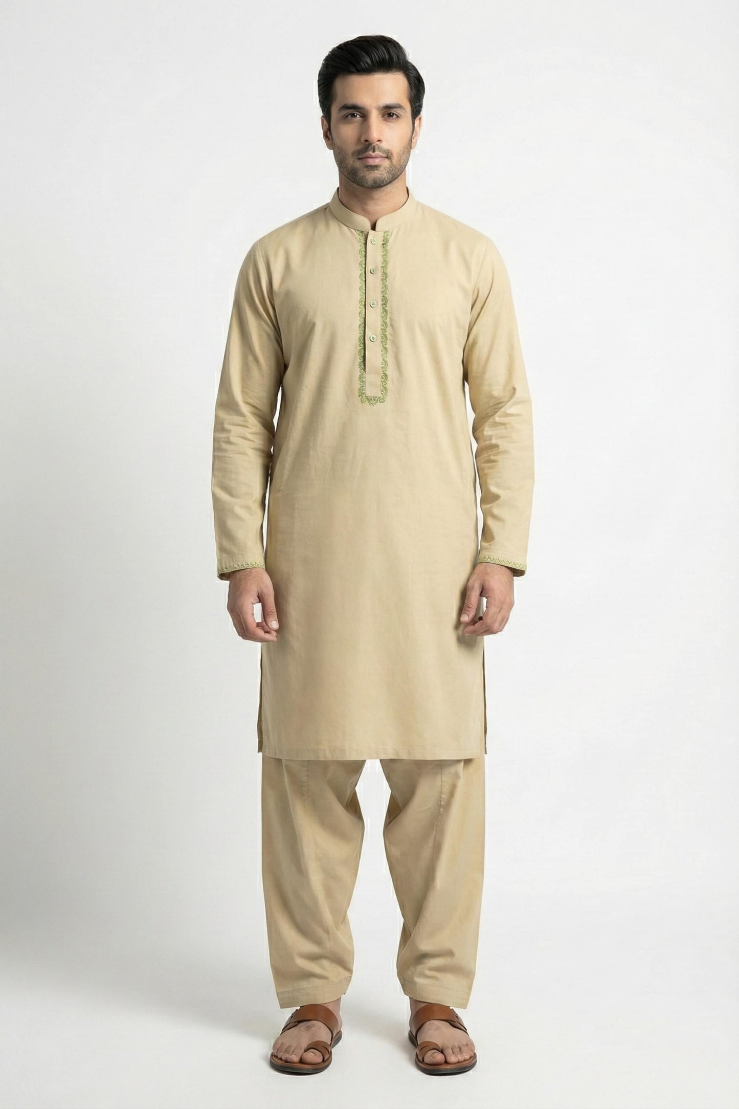 Golden Beige Shalwar Kameez