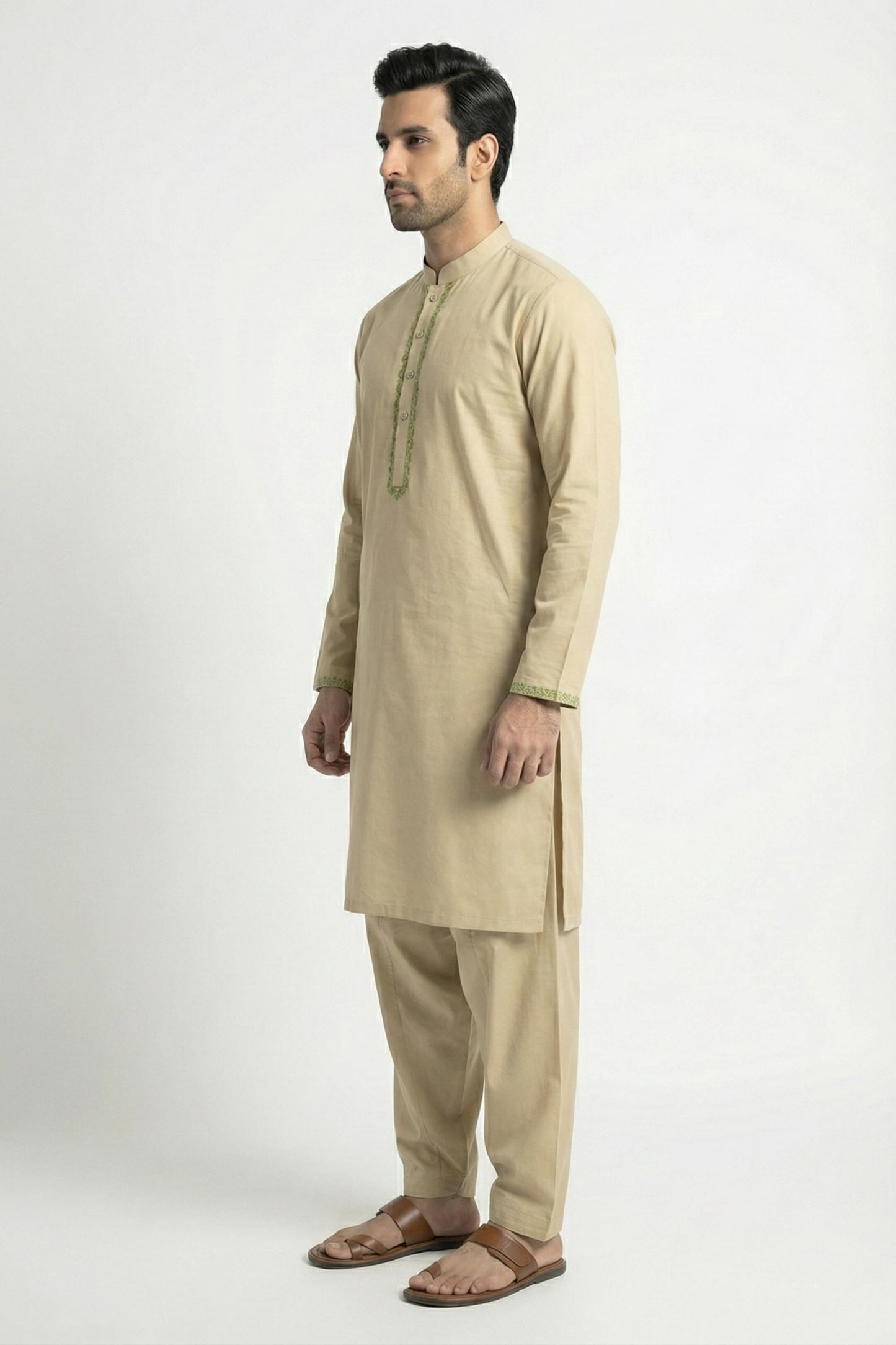 Golden Beige Shalwar Kameez
