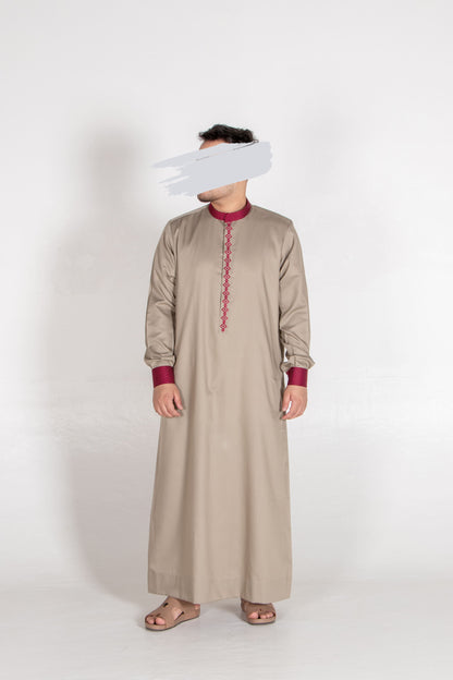 Khaki Maroon Thobe