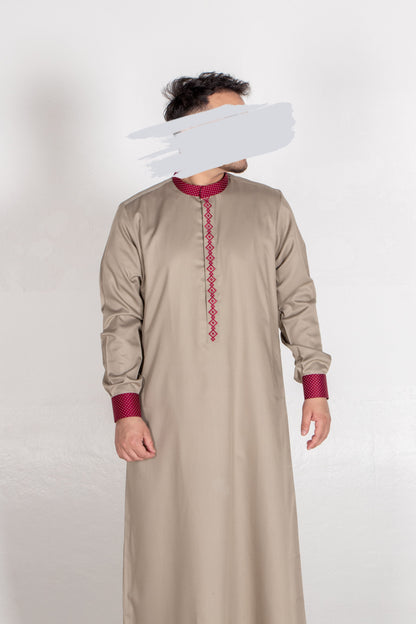 Khaki Maroon Thobe