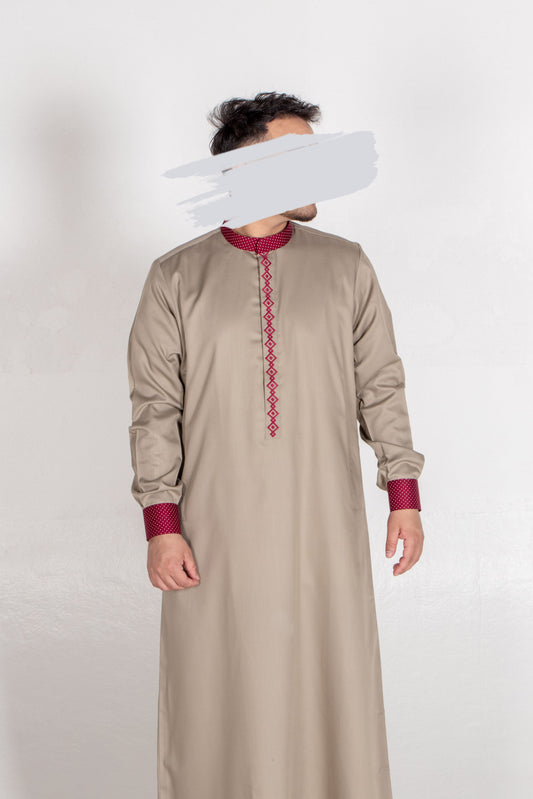 Khaki Maroon Thobe