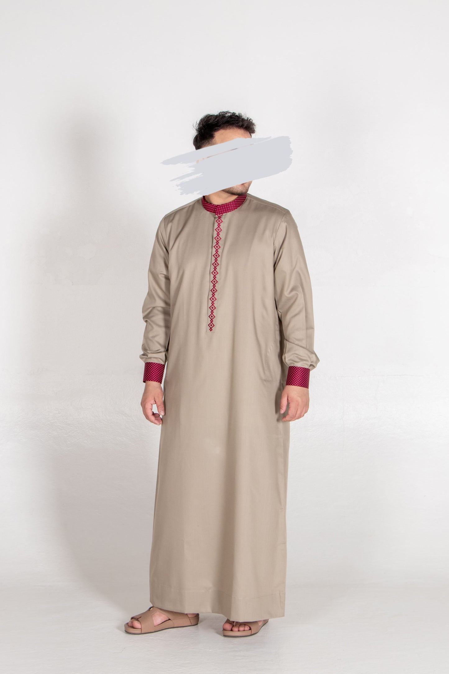 Khaki Maroon Thobe