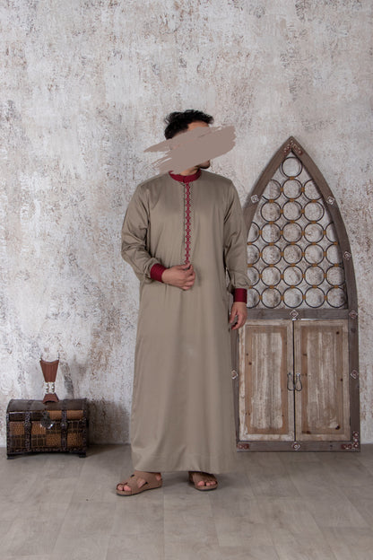 Khaki Maroon Thobe