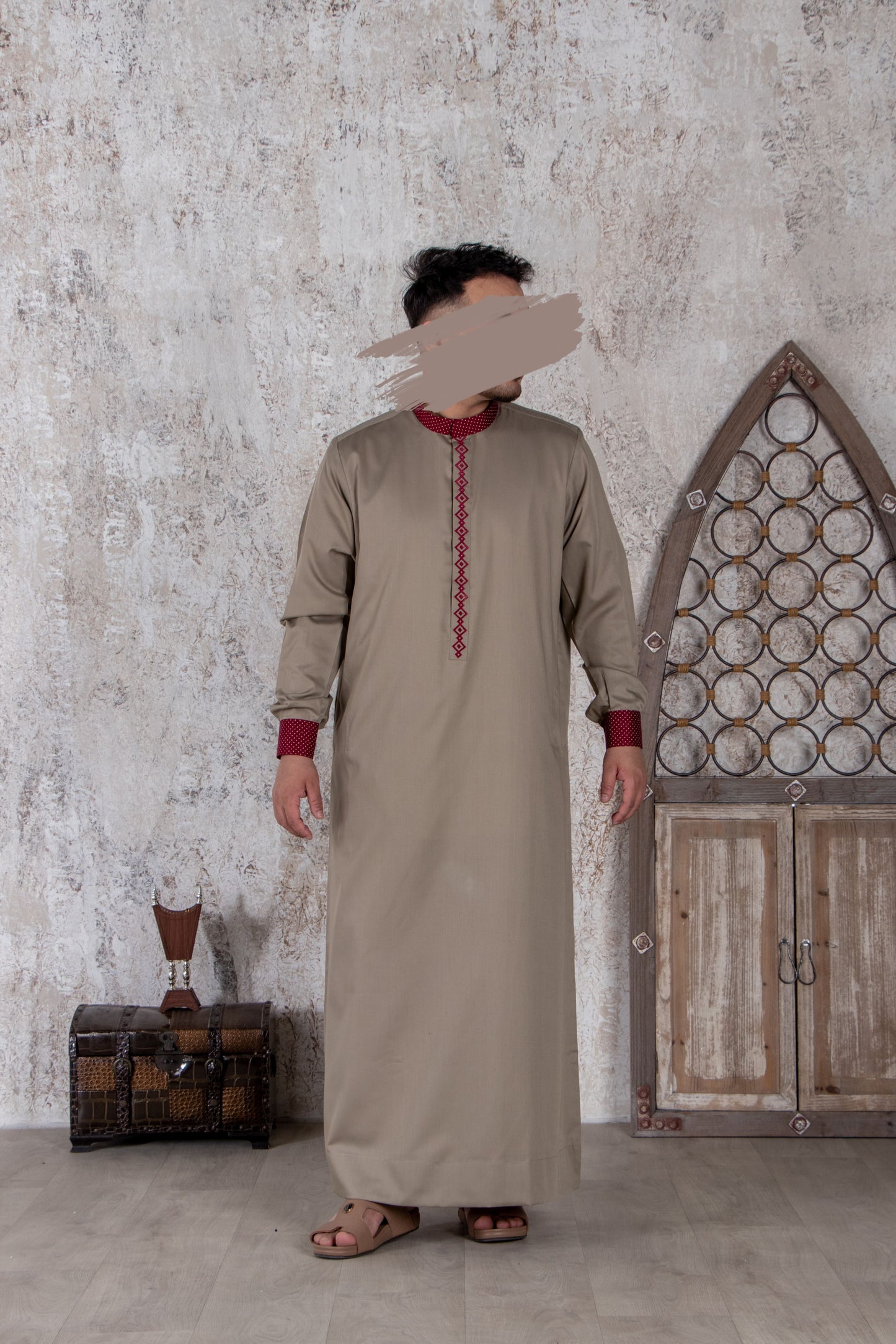 Khaki Maroon Thobe