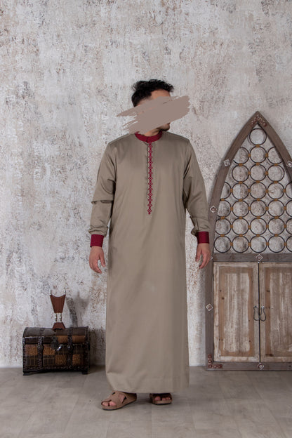 Khaki Maroon Thobe