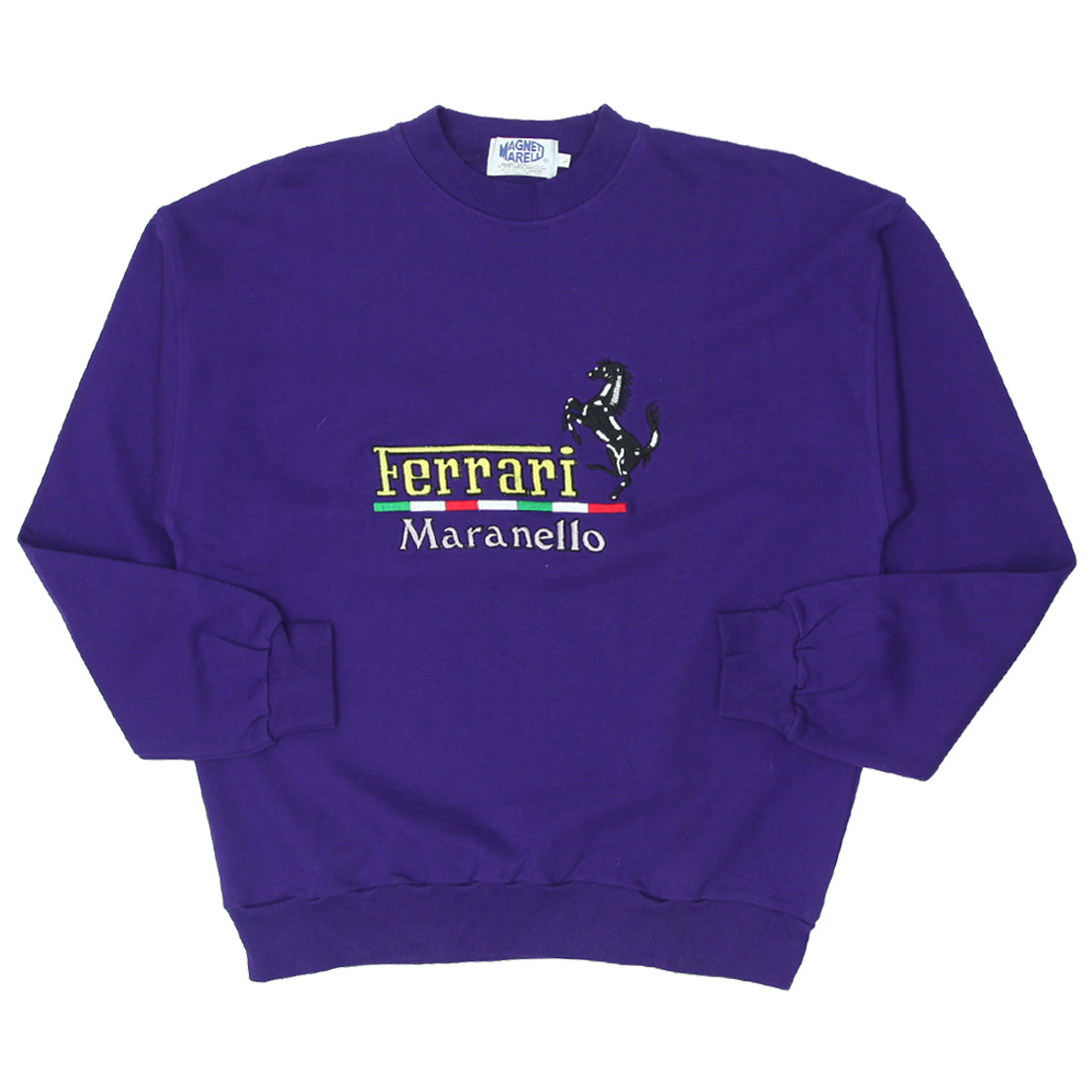Vintage Ferrari Maranello Purple Embroidered Crewneck Sweatshirt by Magneti Marelli 1990's Size L
