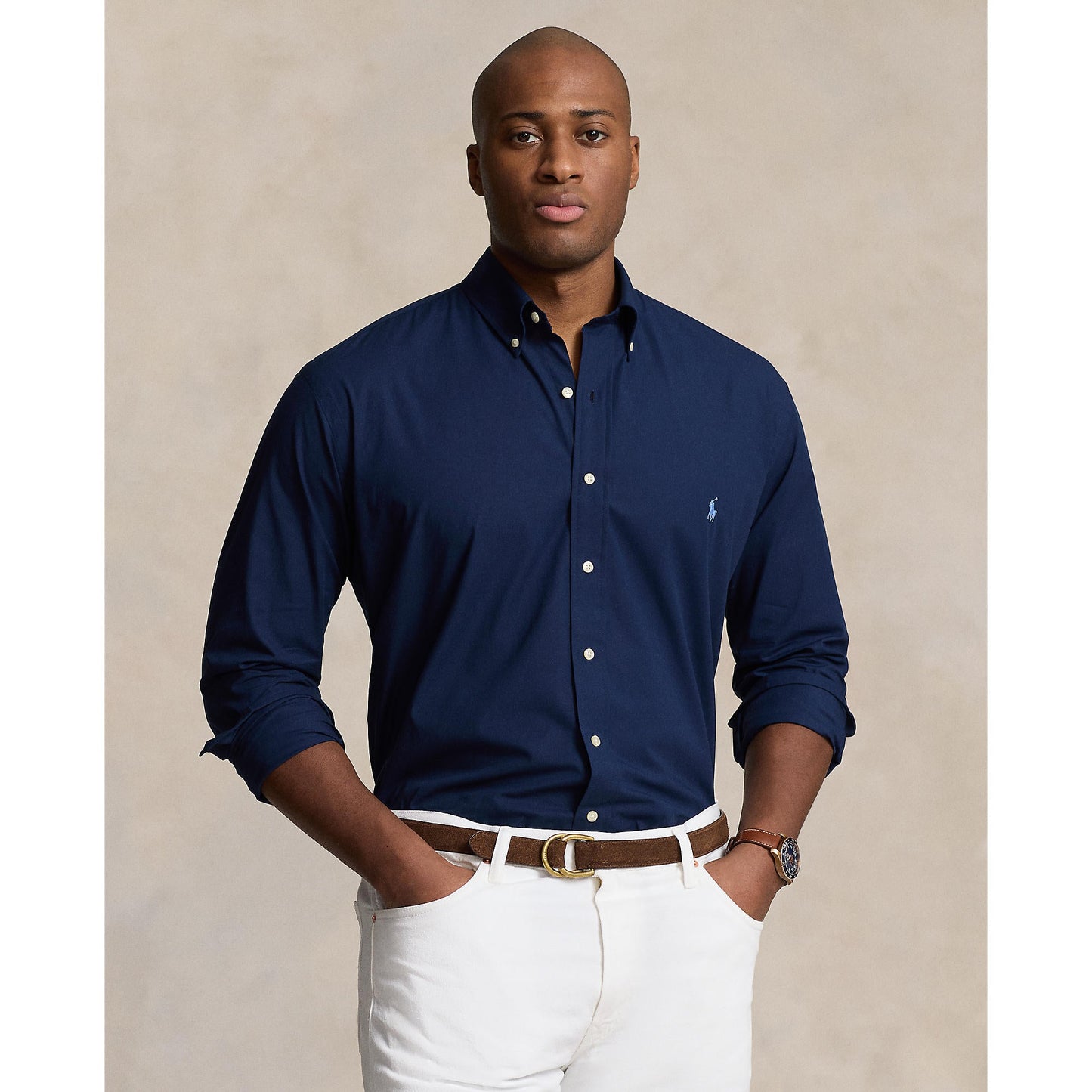 Polo Ralph Lauren - Poplin Stretch Shirt - Big & Tall Sizes - Newport Navy