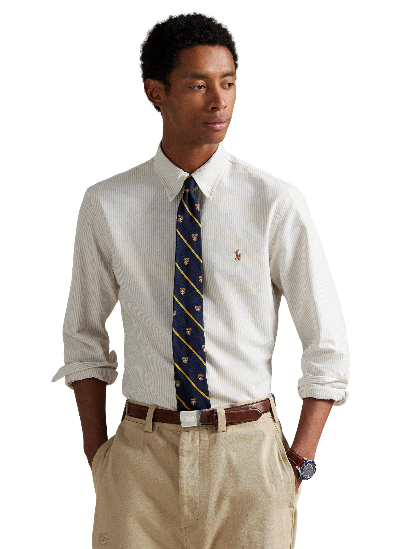 Polo Ralph Lauren - Classic Fit Oxford Shirt - Beige white