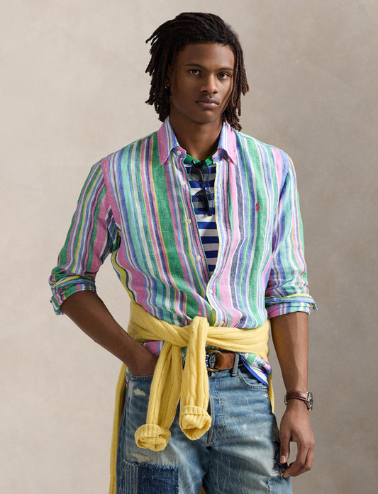 Polo Ralph Lauren - Linen Shirt - also in Big & Tall - Green Pink Multi