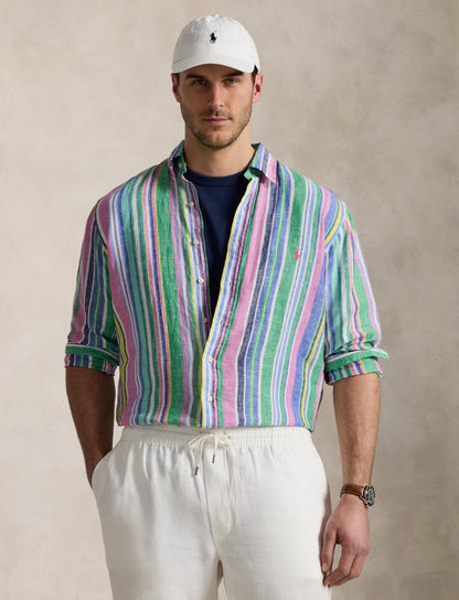 Polo Ralph Lauren - Linen Shirt - Big & Tall - Green Pink Multi