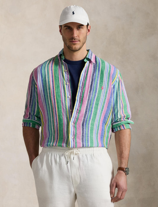 Polo Ralph Lauren - Linen Shirt - Big & Tall - Green Pink Multi
