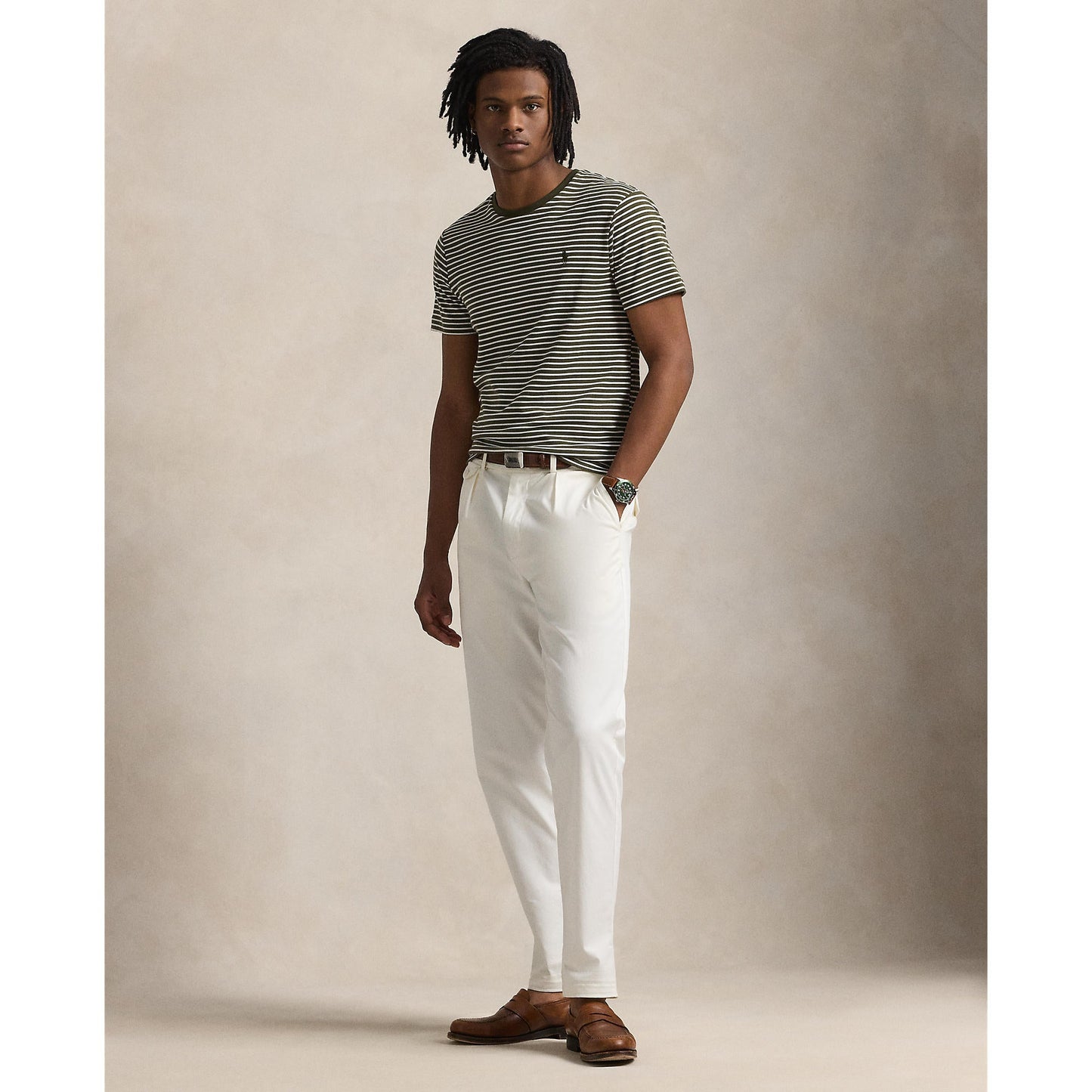 Polo Ralph Lauren - Custom Slim Striped  Soft Cotton T-Shirt - Armadillo white