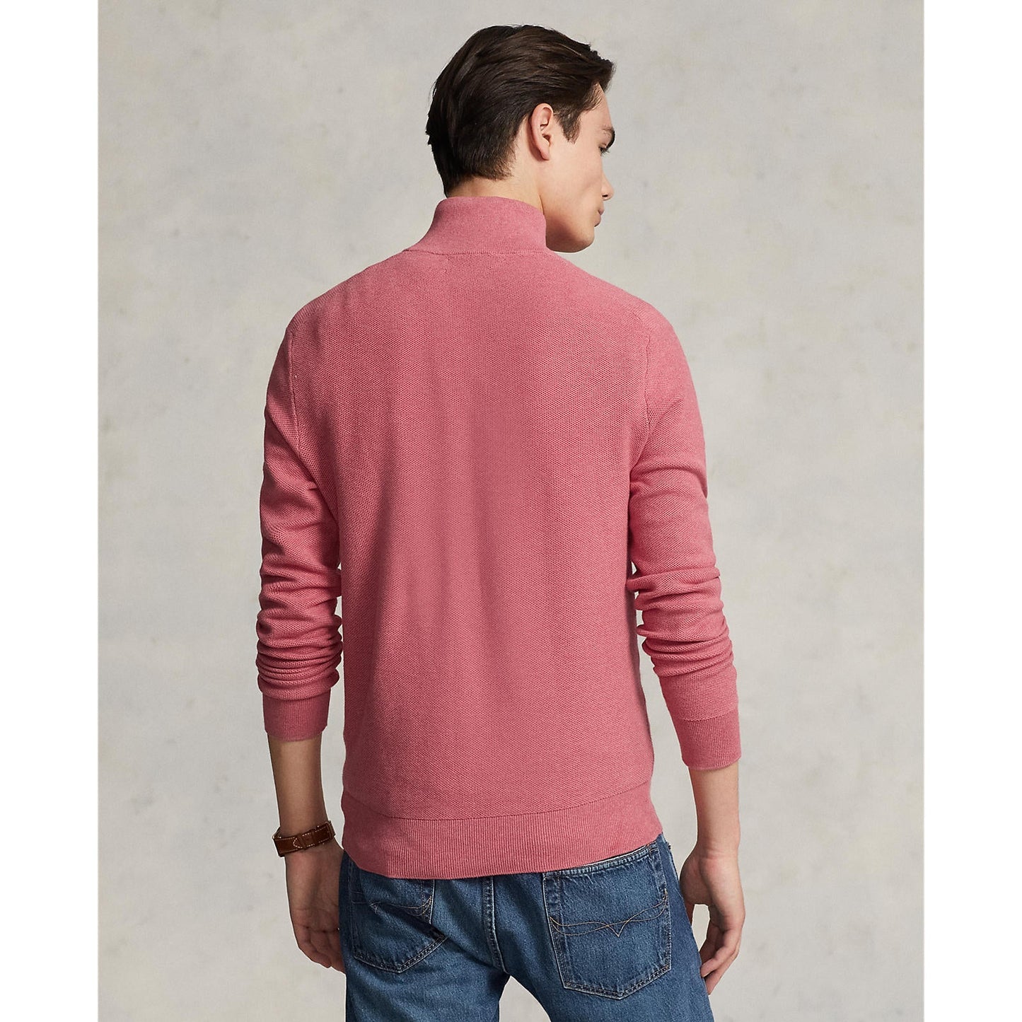Polo Ralph Lauren - Mesh-Knit Cotton Quarter-Zip Sweater - Red Sky Heather