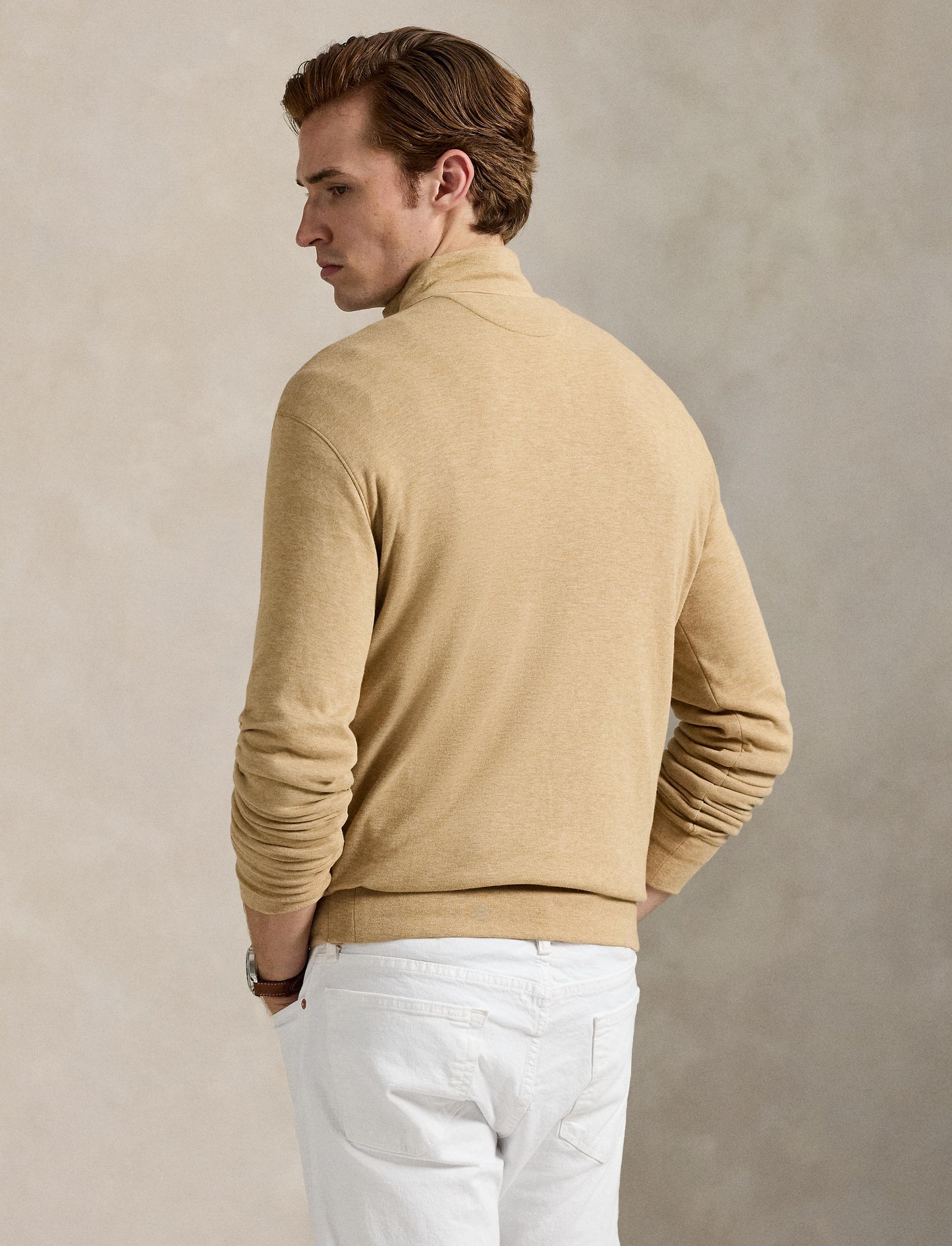 Polo Ralph Lauren - Luxury Jersey Quarter Zip Sweatshirt - Camel