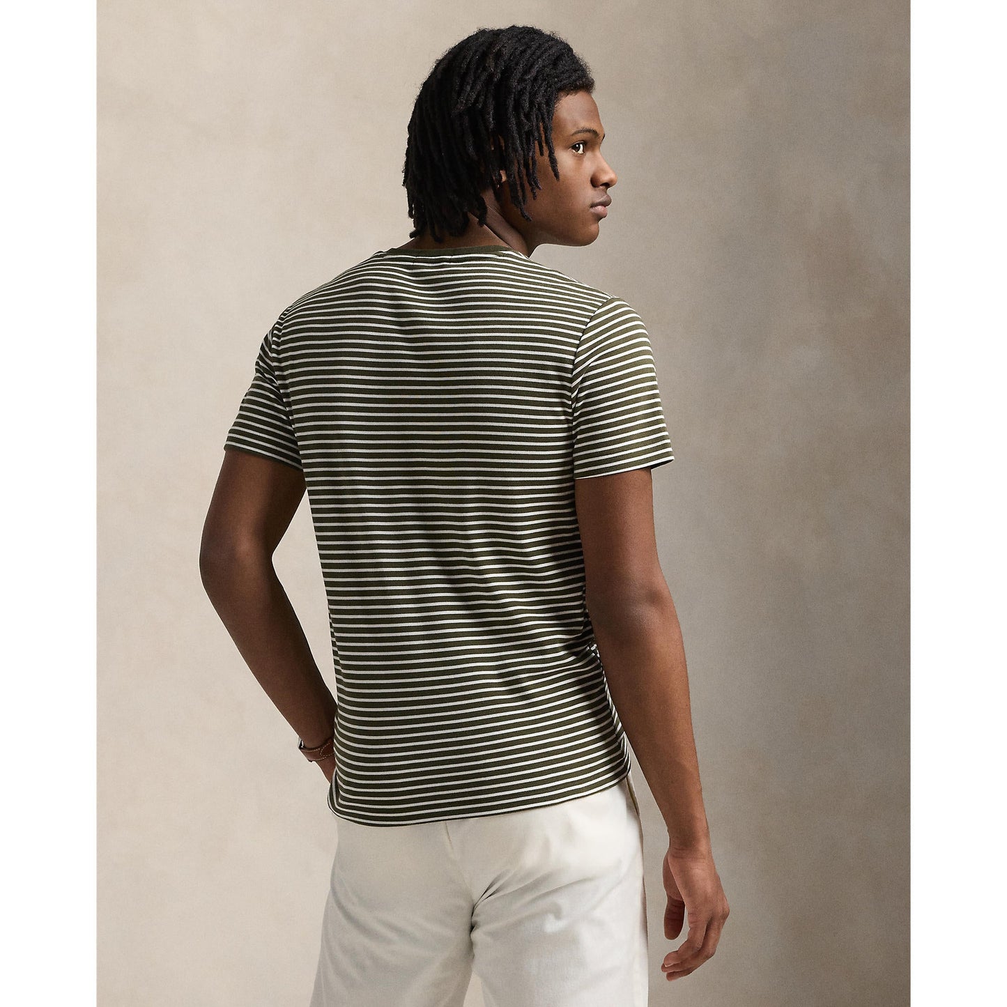 Polo Ralph Lauren - Custom Slim Striped  Soft Cotton T-Shirt - Armadillo white