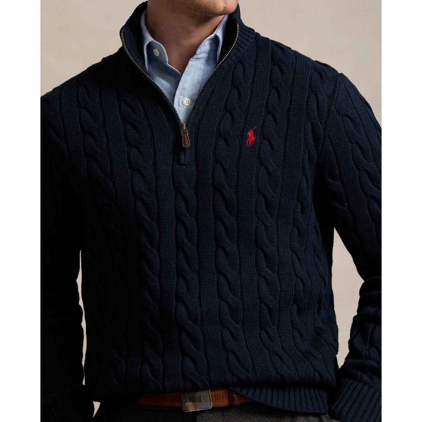 Polo Ralph Lauren - Cable Knit Quarter Zip Sweater - Hunter Navy