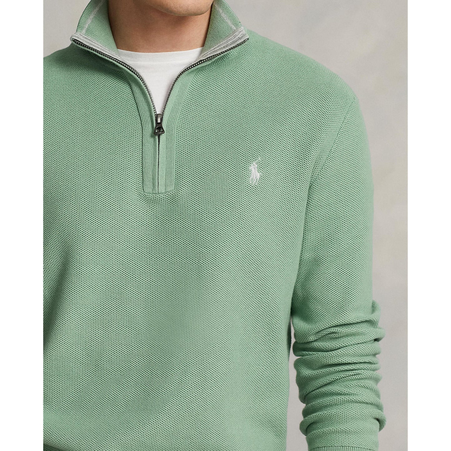 Polo Ralph Lauren - Mesh-Knit Cotton Quarter-Zip Sweater - Pistachio