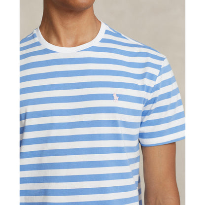 Polo Ralph Lauren -  Classic Fit Jersey Crewneck T-Shirt - Stripe - Summer Blue & White