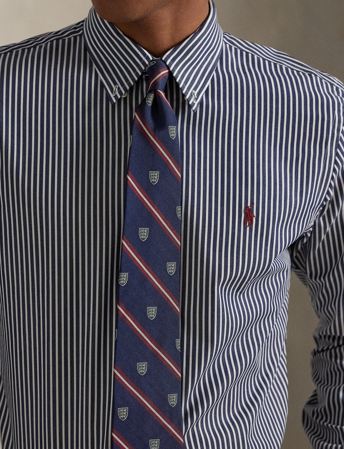 Polo Ralph Lauren - Custom Fit Stretch Poplin Shirt - Stripe - Navy & White