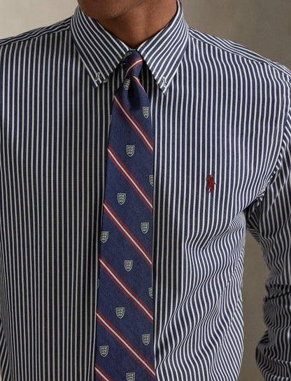 Polo Ralph Lauren - Custom Fit Stretch Poplin Shirt - Stripe - Navy & White