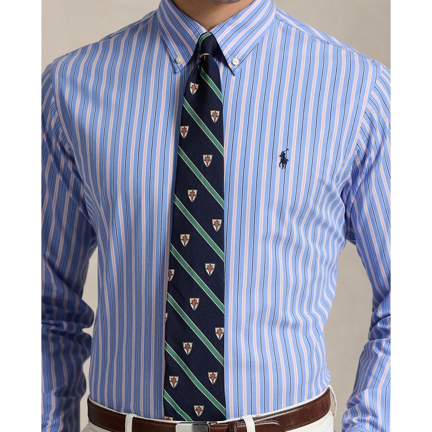 Polo Ralph Lauren - Poplin Stretch Business Shirt - Stripe - Blue, Pink Multi