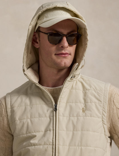 Polo Ralph Lauren - Quilted Front Hybrid Full-Zip Vest - Dune Tan