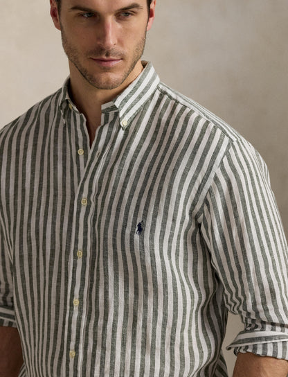 Polo Ralph Lauren - Linen Shirt - Big & Tall - Olive White