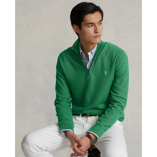 Polo Ralph Lauren - Mesh-Knit Cotton Quarter-Zip Pullover - Green