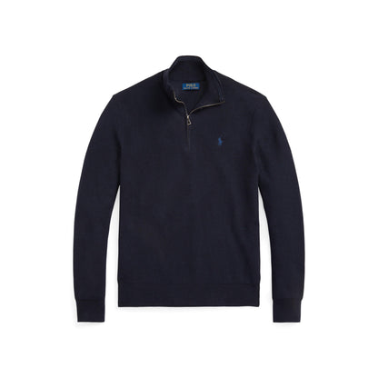 Polo Ralph Lauren - Mesh-Knit Cotton Quarter-Zip Sweater - Navy Heather