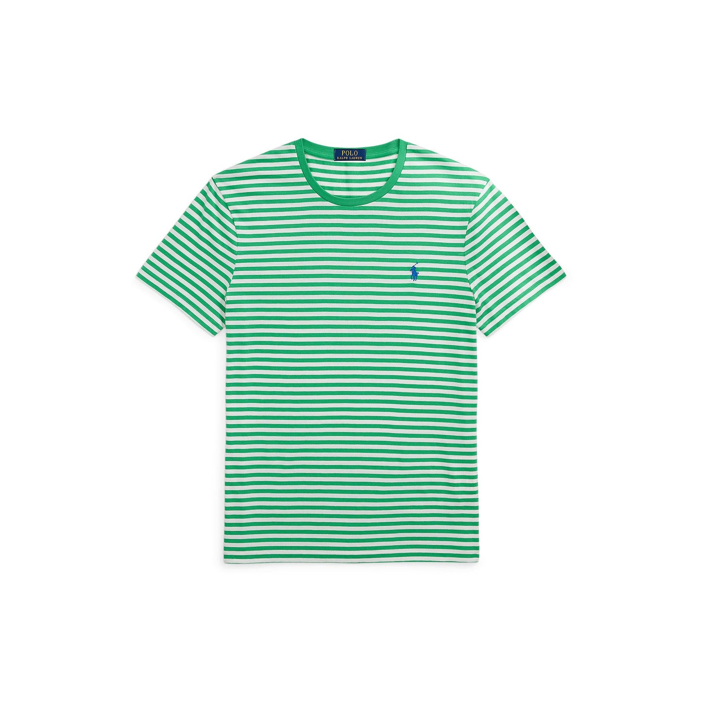 Polo Ralph Lauren - Custom Fit Jersey Crewneck T-Shirt - Stripe - Emerald & White